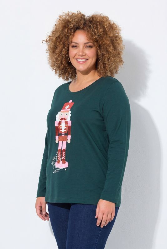 Metallic Long Sleeve Holiday Graphic Tee
