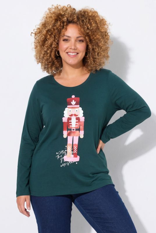 Metallic Long Sleeve Holiday Graphic Tee