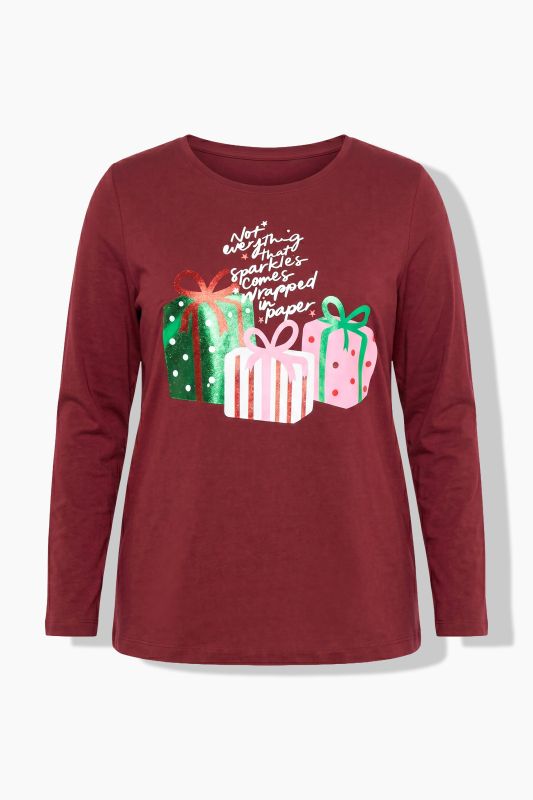 Metallic Long Sleeve Holiday Graphic Tee