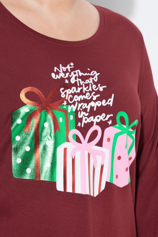 Metallic Long Sleeve Holiday Graphic Tee