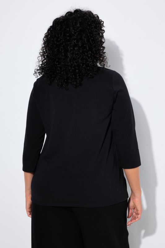 Tonal Rhinestone 3/4 Sleeve Tee