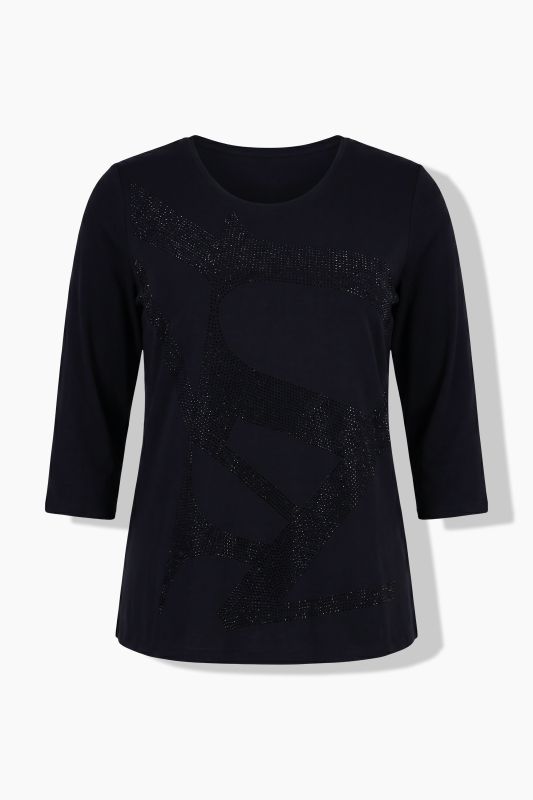 Tonal Rhinestone 3/4 Sleeve Tee
