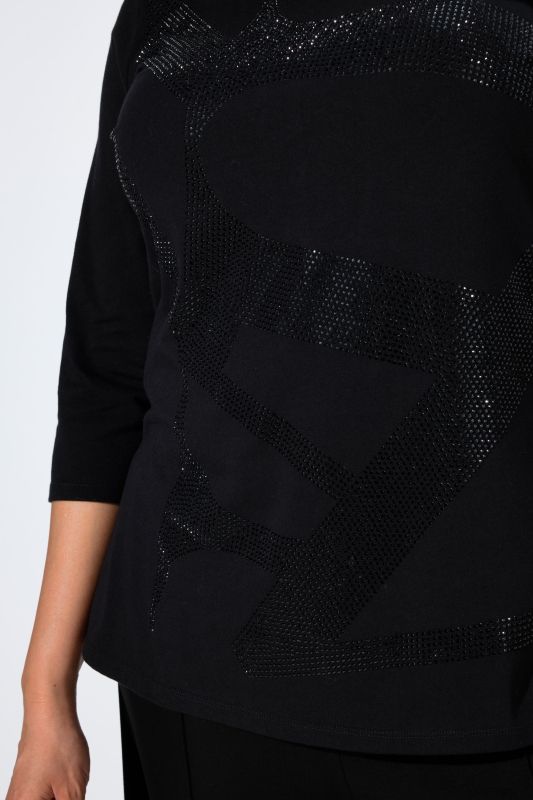 Tonal Rhinestone 3/4 Sleeve Tee