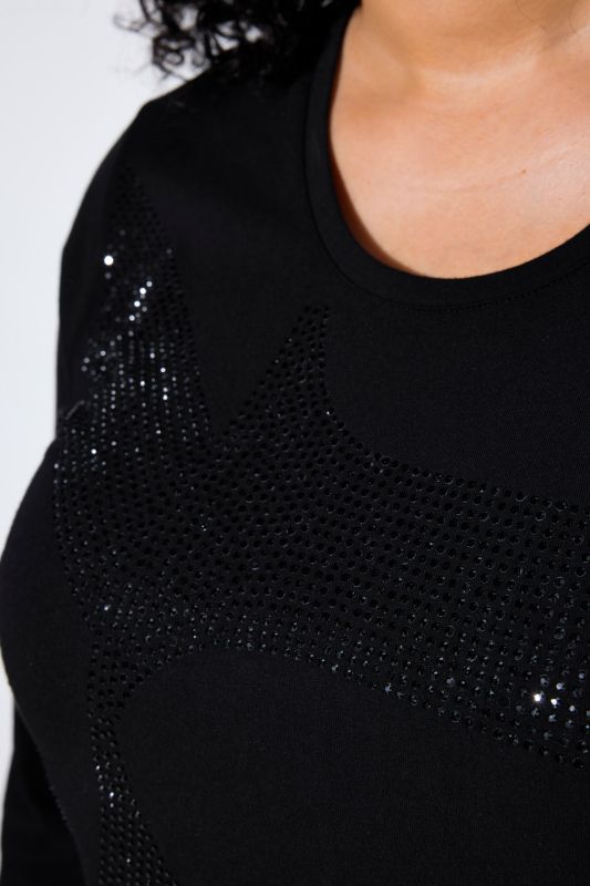 Tonal Rhinestone 3/4 Sleeve Tee