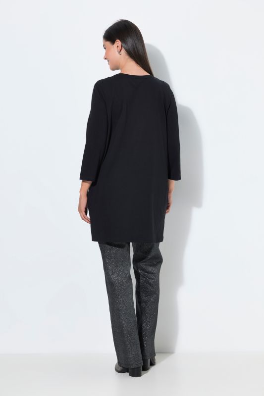 Merry Christmas Glitter Print 3/4 Sleeve Tunic Tee