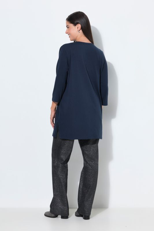 Merry Christmas Glitter Print 3/4 Sleeve Tunic Tee