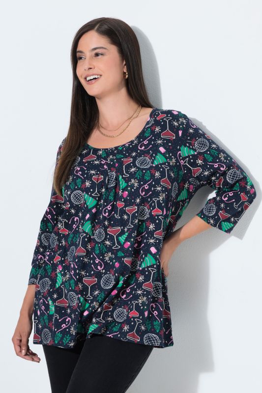 Festive Christmas Print 3/4 Sleeve Tee
