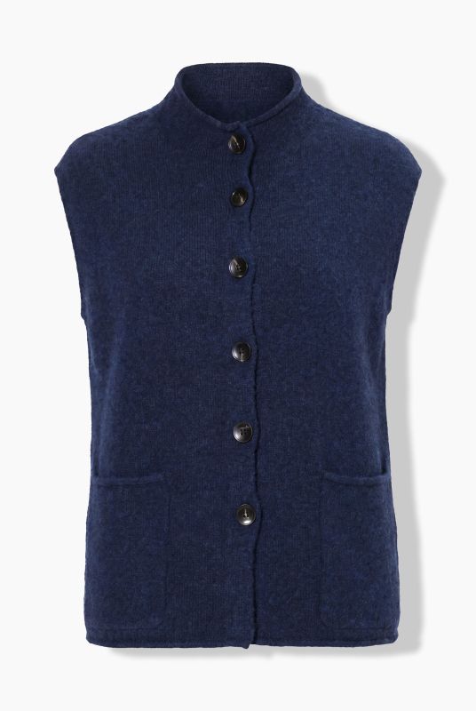 Rolled Edge Button-Down Sweater Vest