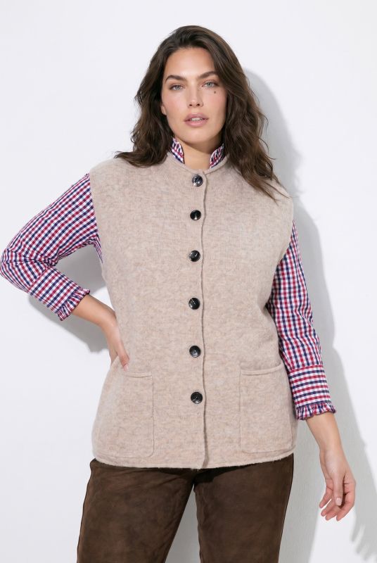 Rolled Edge Button-Down Sweater Vest