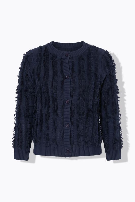 Eyelash Striped Button-Down Cardigan