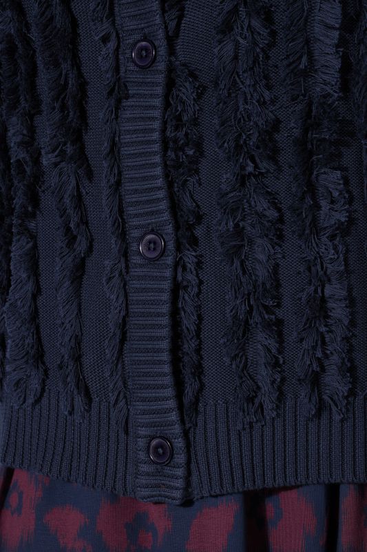 Eyelash Striped Button-Down Cardigan