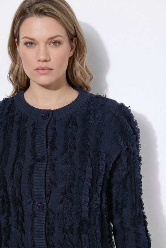 Eyelash Striped Button-Down Cardigan