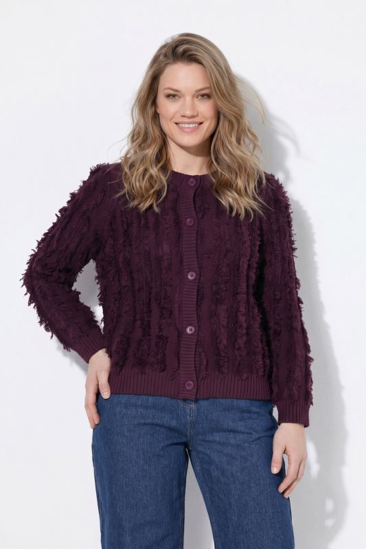 Eyelash Striped Button-Down Cardigan