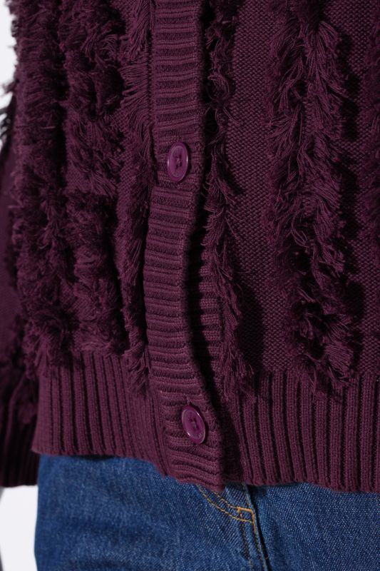 Eyelash Striped Button-Down Cardigan