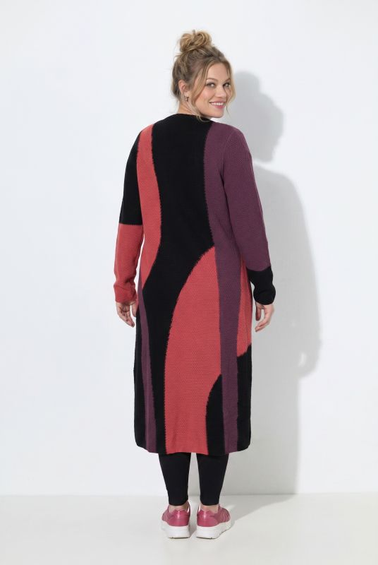 Eco Cotton Extra Long Colorblock Cardigan