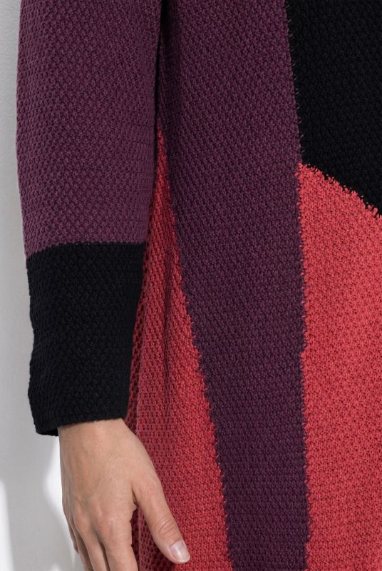 Eco Cotton Extra Long Colorblock Cardigan