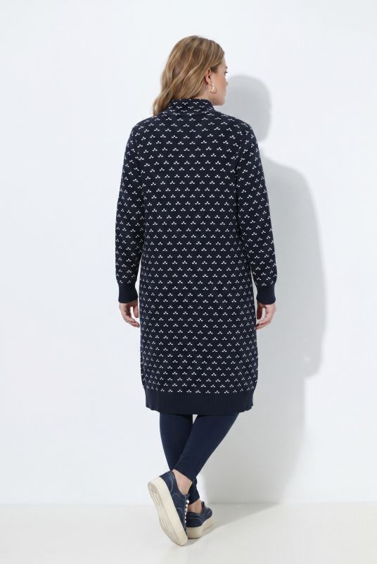 Eco Cotton Polka Dot Troyer Collar Sweater Dress