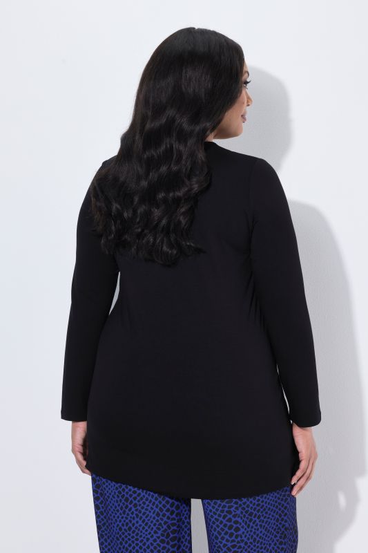 Sequined Neckline Long Sleeve Knit Tunic Tee