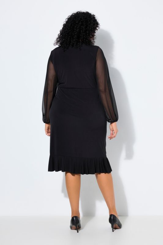 Matte Jersey Long Sleeve Gathered Seam Dress