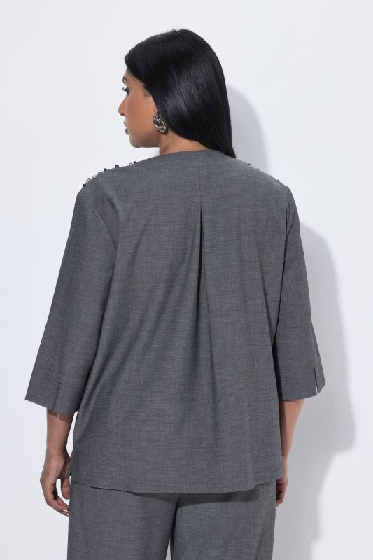 Beaded Melange 3/4 Sleeve Blouse