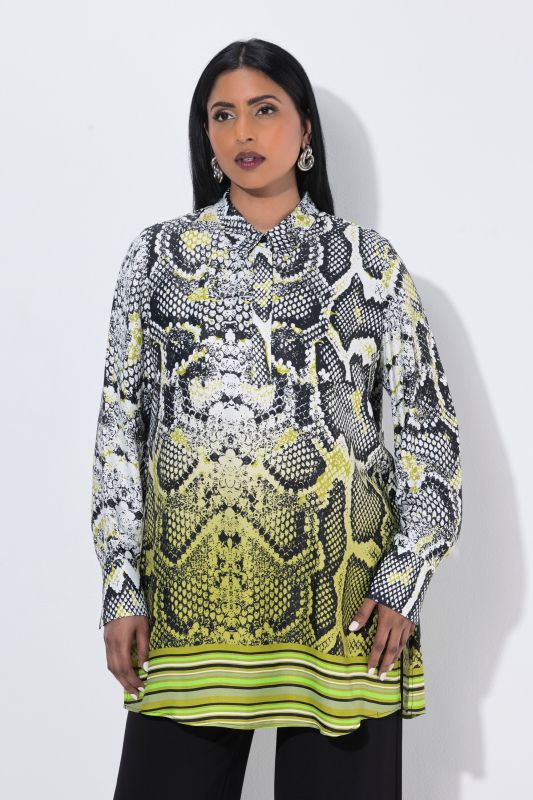 Ombre Snake Print Long Sleeve Satin Blouse