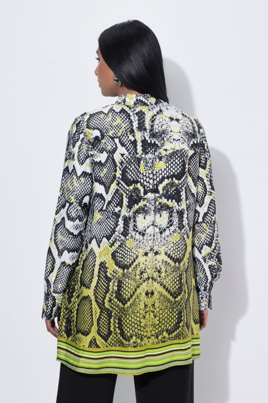 Ombre Snake Print Long Sleeve Satin Blouse