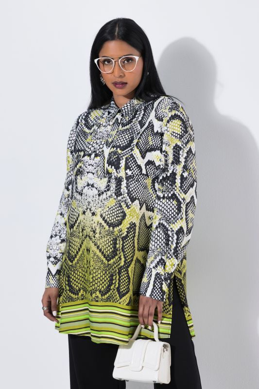 Ombre Snake Print Long Sleeve Satin Blouse