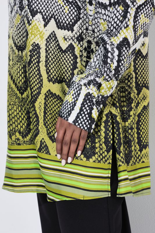 Ombre Snake Print Long Sleeve Satin Blouse