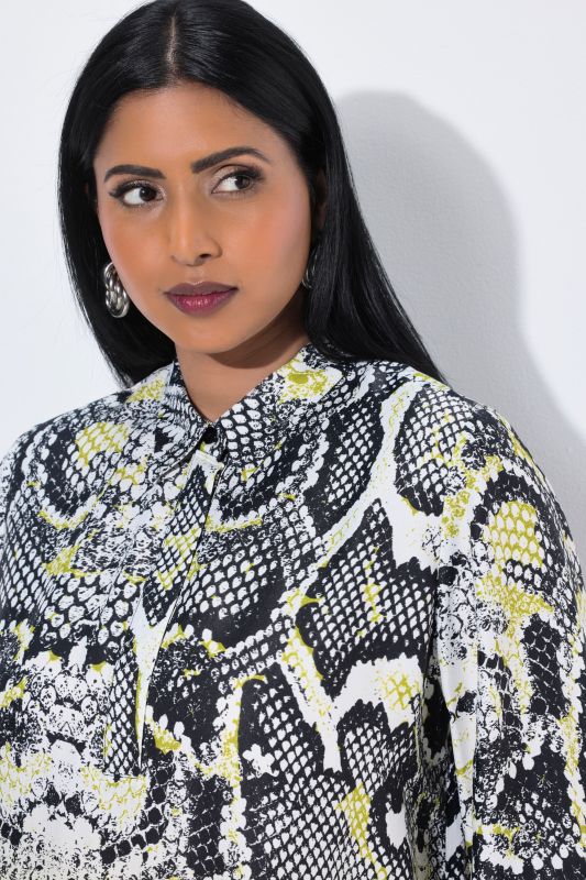 Ombre Snake Print Long Sleeve Satin Blouse