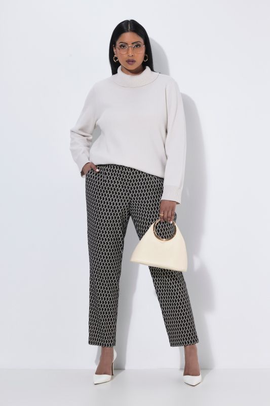 Geometric Textured Comfort Waist Pants