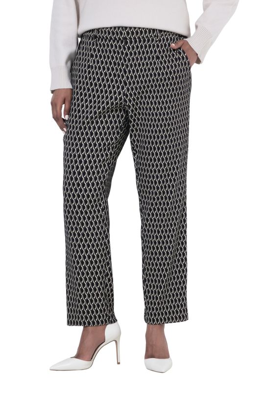 Geometric Textured Comfort Waist Pants
