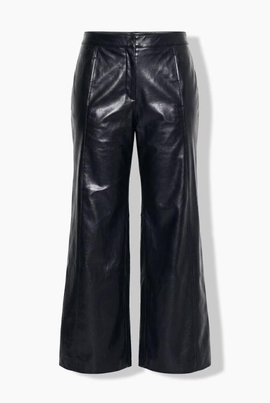 Wide Leg Comfort Waist Lambskin Leather Pants