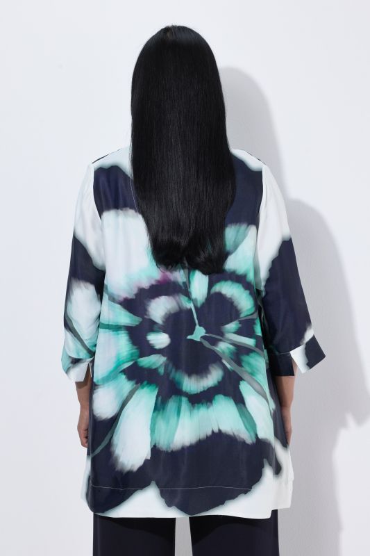 Starburst Floral Viscose Satin Tunic Blouse