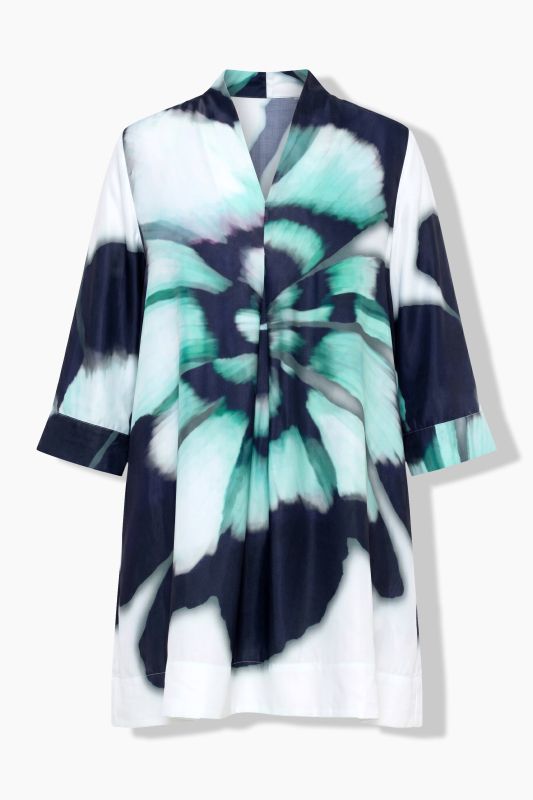 Starburst Floral Viscose Satin Tunic Blouse