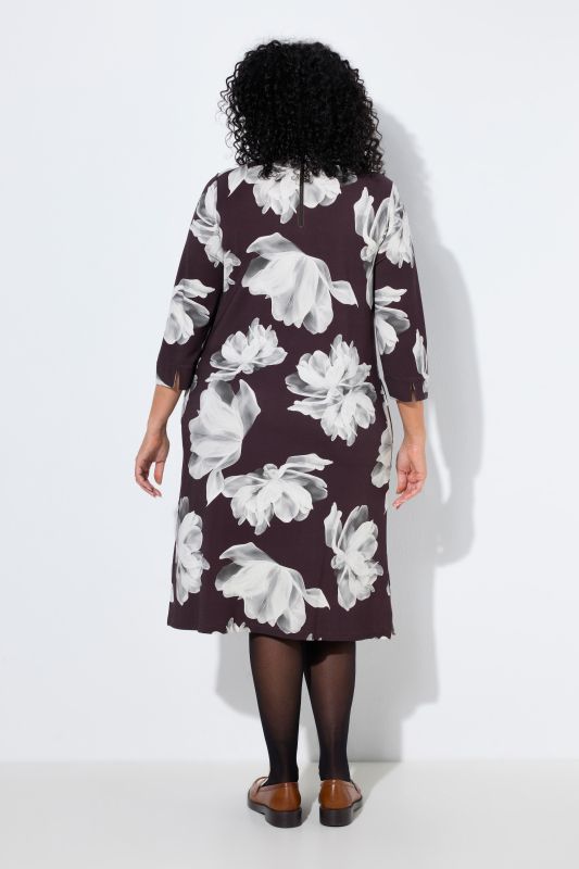 Floral Print 3/4 Sleeve Punto Pocket Dress