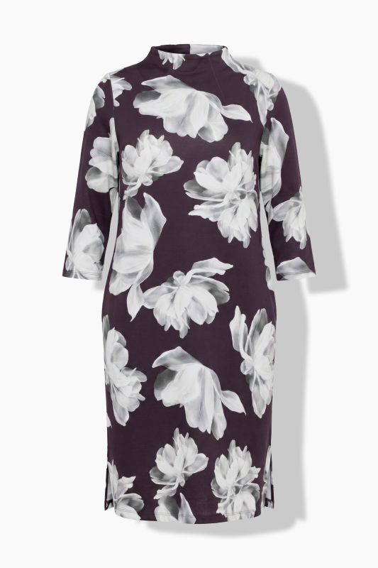 Floral Print 3/4 Sleeve Punto Pocket Dress