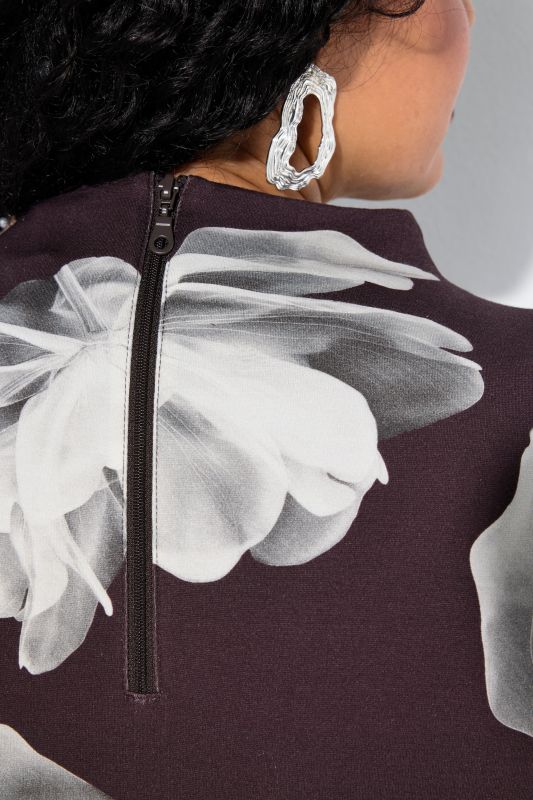 Floral Print 3/4 Sleeve Punto Pocket Dress