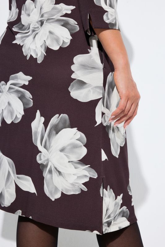 Floral Print 3/4 Sleeve Punto Pocket Dress