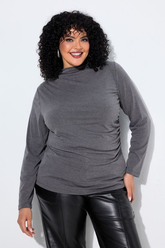 Draped Long Sleeve Turtleneck Tee