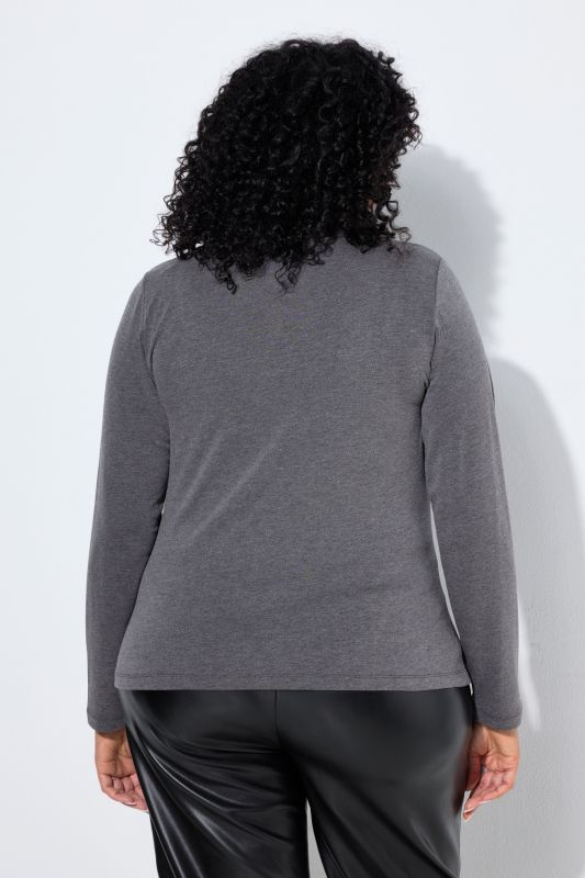 Draped Long Sleeve Turtleneck Tee