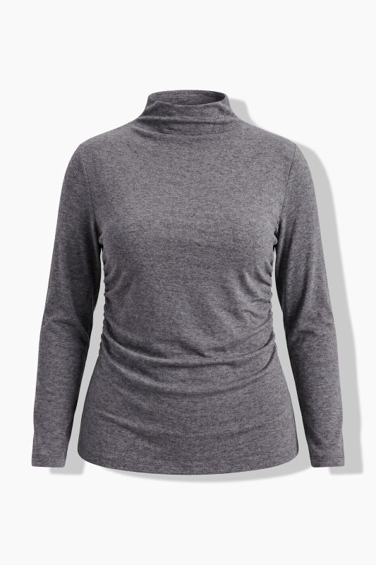 Draped Long Sleeve Turtleneck Tee