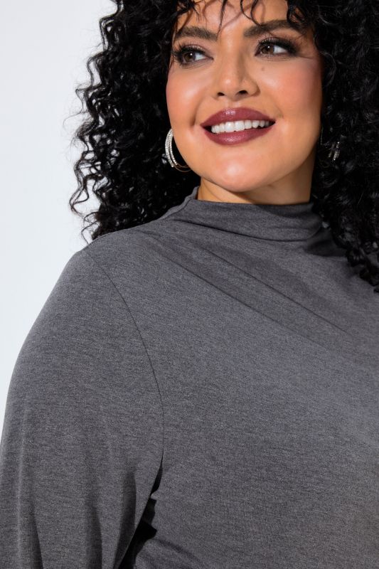 Draped Long Sleeve Turtleneck Tee