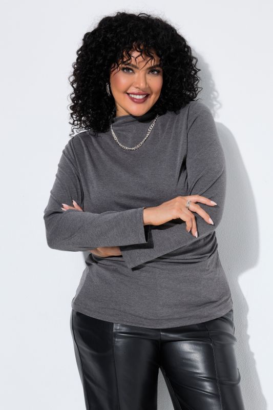 Draped Long Sleeve Turtleneck Tee