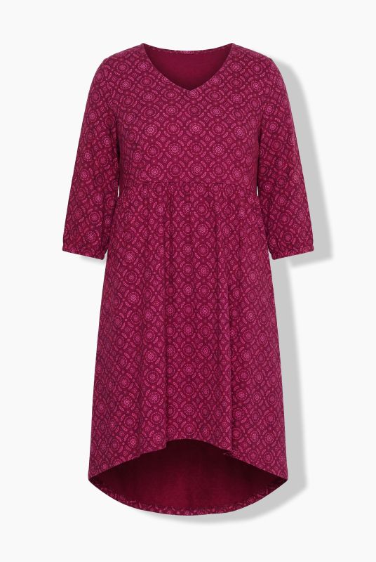Geometric Print 3/4 Sleeve A-Line Dress