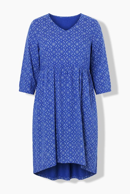 Geometric Print 3/4 Sleeve A-Line Dress
