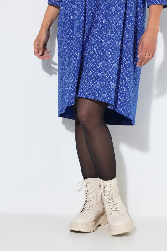 Geometric Print 3/4 Sleeve A-Line Dress