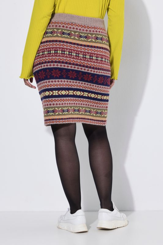 Alpine Striped Elastic Waist Wool Blend Knit Skirt