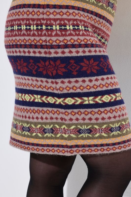 Alpine Striped Elastic Waist Wool Blend Knit Skirt