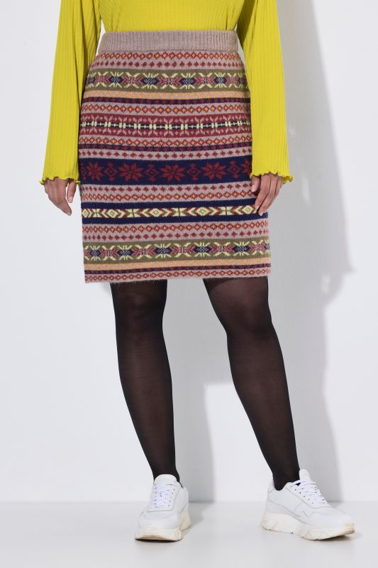Alpine Striped Elastic Waist Wool Blend Knit Skirt