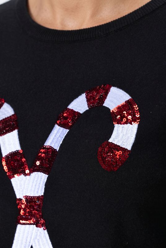 Sequined Candy Cane Long Sleeve Sweater